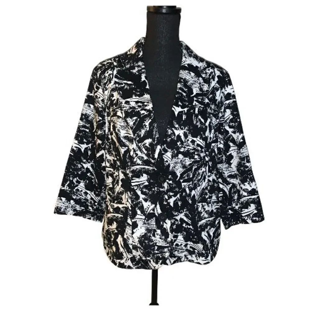 Coldwater Creek Printed 3/4 Sleeve Blazer